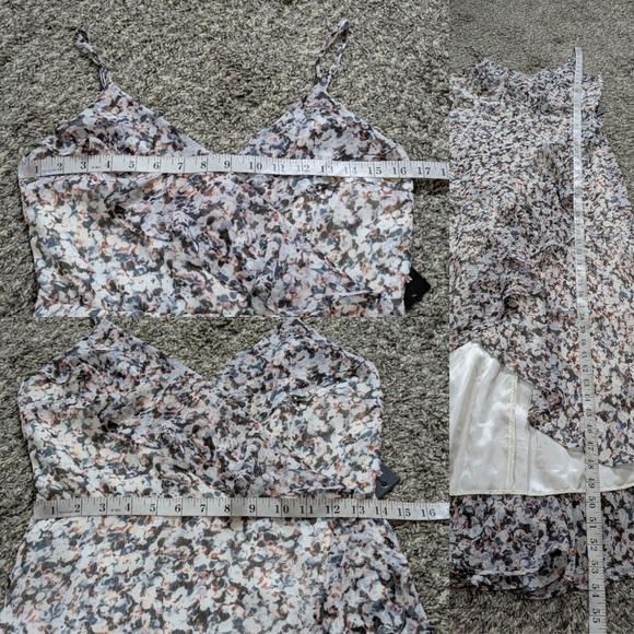 NWT Express white blue grey v neck spaghetti strap ruffle summer sun dress S - Picture 10 of 10